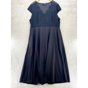 Suzanne Betro Dress Womens 2X Plus Black Illusion Lace Bodice Maxi Cap Sleeve